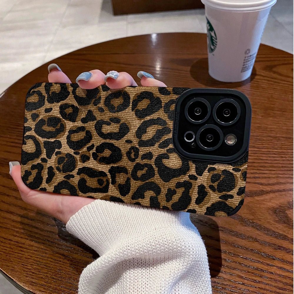 Marron Leopard Silicone en cuir - Luxury Cases