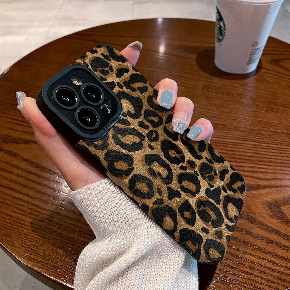 Marron Leopard Silicone en cuir - Luxury Cases